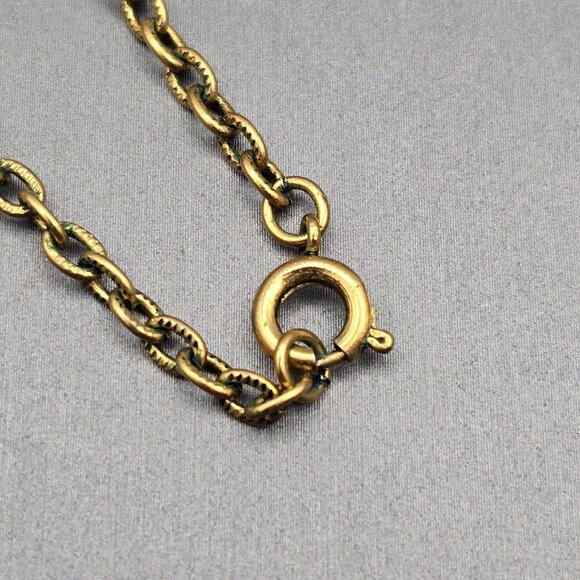 VTG Mary Chess Perfume Locket Necklace 23" Gold Tone Ornate Rhinestones 1960s - Picture 7 of 12